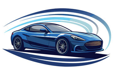 Fototapeta premium illustration of a stylish luxury car in motion, featuring a sleek aerodynamic design with dramatic lines and curves