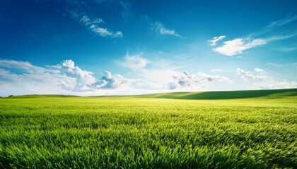 Obraz premium green field and blue sky