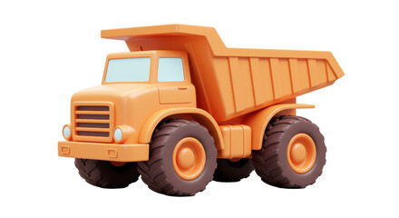 Isolated Orange Dump Truck Construction Vehicle