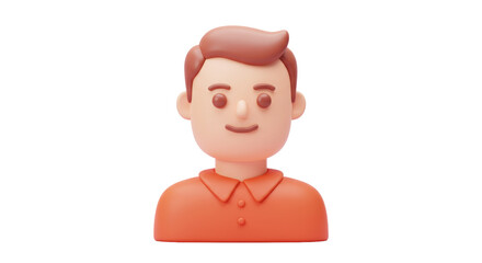 Isolated Smiling 3D Man in Orange Shirt