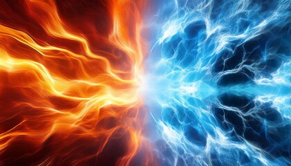 hot fire and ice cold plasma background abstract energy