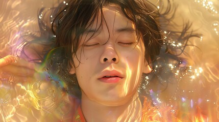 Dynamic display of software code with animated visual elements in a professional studio setting