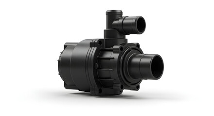 Black Industrial Pump Machine Detailed Studio Shot on White Background