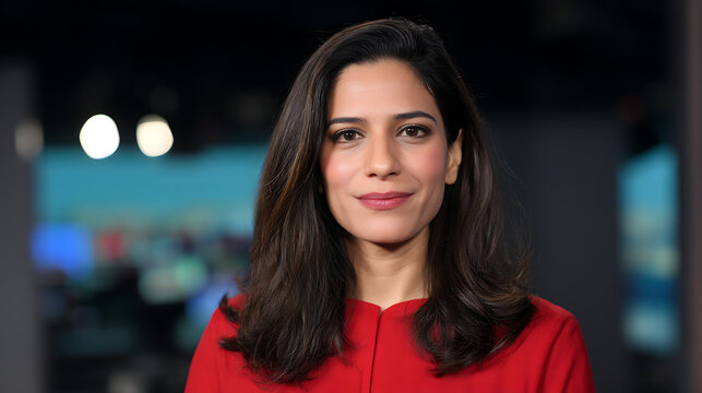 Portrait of female news anchor