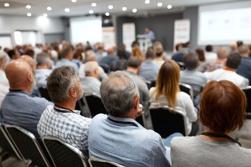 Fototapeta premium Business professionals gather in a conference hall for an engaging presentation during an award ceremony