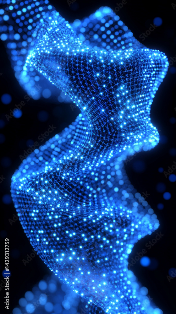 Poster futuristic digital binary code matrix symbolizes the complexity of data networks and the flood of in