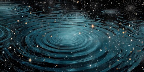 Cosmic background wallpaper depicting circular ripple effects for space visuals, science presentations and mystical art