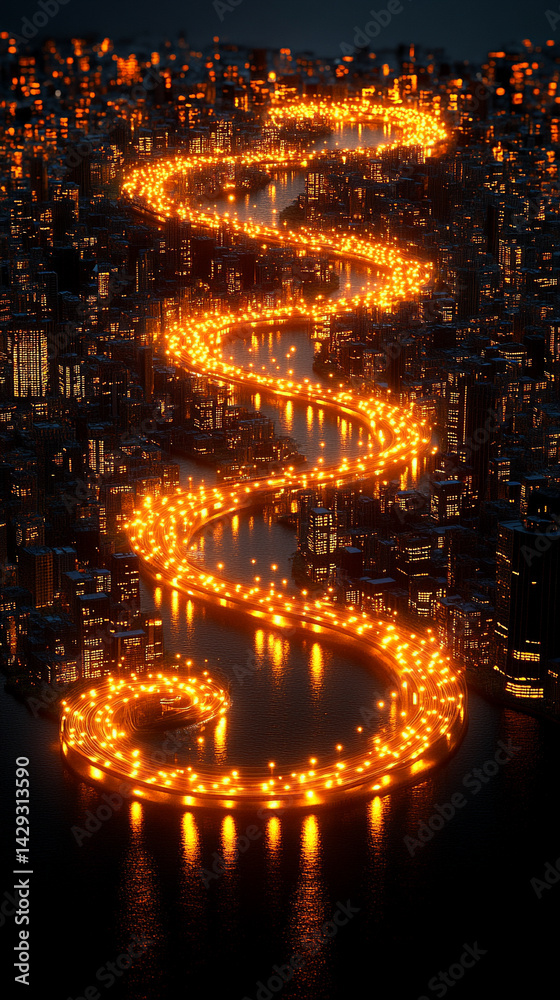 Poster futuristic digital binary code matrix symbolizes the complexity of data networks and the flood of in