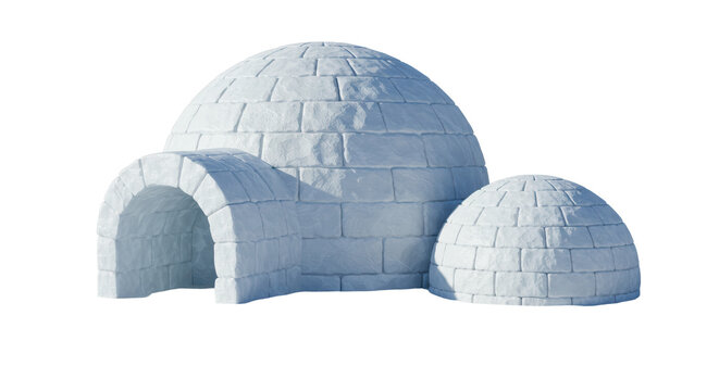 Isolated Igloo Structure Made of Snow Blocks