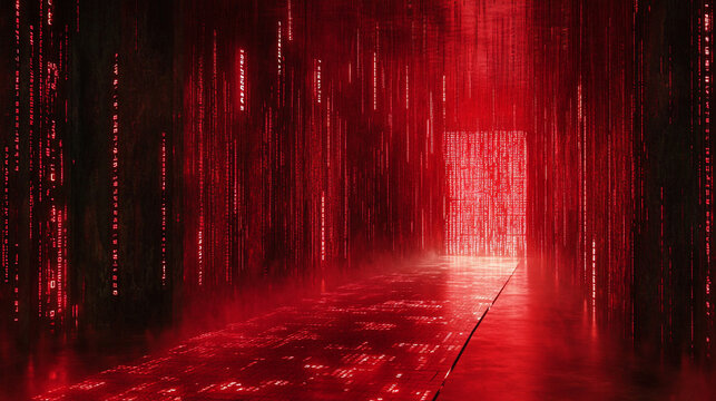 Futuristic digital binary code matrix symbolizes the complexity of data networks and the flood of information in the modern technological era, reflecting connectivity, analysis, and innovation.

