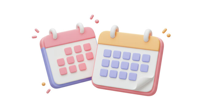 Isolated Two Cartoon Calendars with Colorful Design