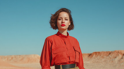 Portrait of dystopian woman in the desert