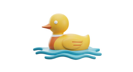 Isolated Yellow Rubber Duck Floating on Water