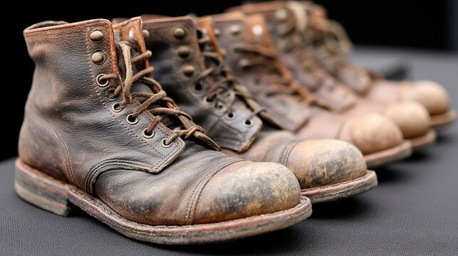 Craftsmen display handmade boots at the city’s trade shoemaker union event