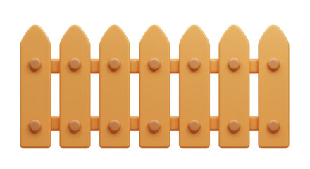 Isolated Wooden Cartoon Fence with Rounded Posts