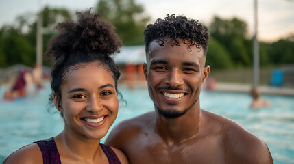 young couple in the pool