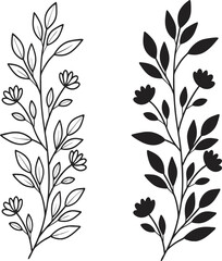 Botanical Elegance: Delicate floral elements of leaves and flowers are artfully arranged against a simple backdrop, representing purity and calm.