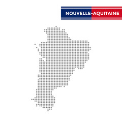 Dotted map of Nouvelle-Aquitaine Region in France