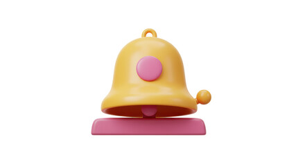 Isolated Cartoon Ringing Bell with Pink Accents