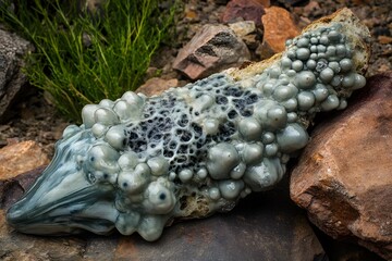Fototapeta premium Abstract Stone Sculpture with Bubble Texture and Grey Color