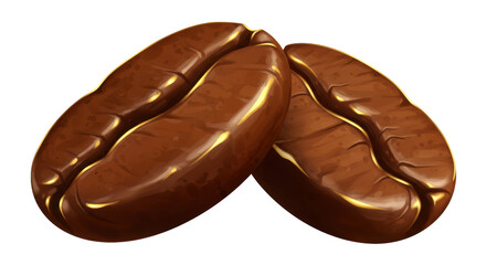 Isolated Two Roasted Coffee Beans