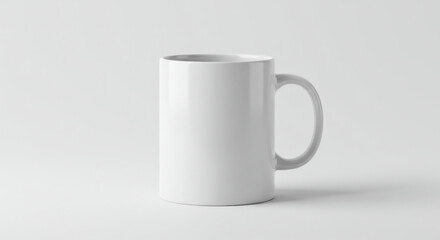 Fototapeta premium White ceramic mug isolated on white. Clean base image for mockups, branding, kitchen or coffee-related visuals.