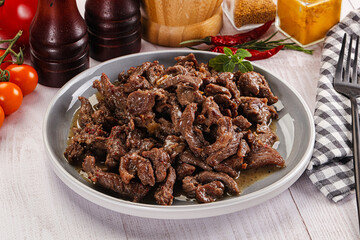 Stew beef slices with gravy