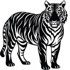Majestic Tiger Black and White Tribal Wildlife Design