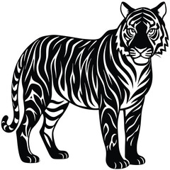 Majestic Tiger Black and White Tribal Wildlife Design