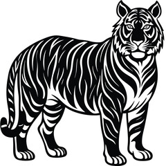 Majestic Tiger Black and White Tribal Wildlife Design