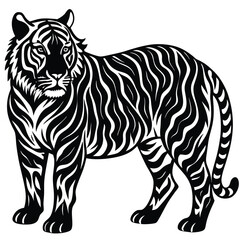 Majestic Tiger Black and White Tribal Wildlife Design