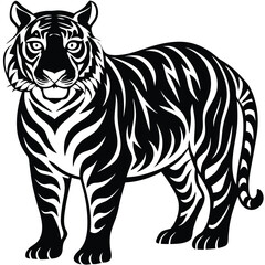 Majestic Tiger Black and White Tribal Wildlife Design
