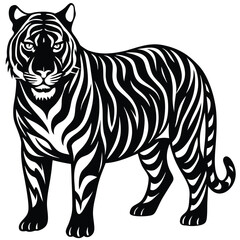 Majestic Tiger Black and White Tribal Wildlife Design