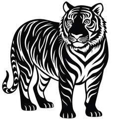 Fototapeta premium Majestic Tiger Black and White Tribal Wildlife Design