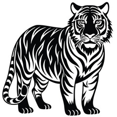 Majestic Tiger Black and White Tribal Wildlife Design