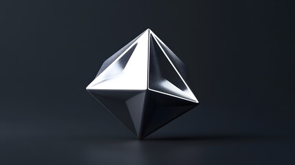 Fototapeta premium Abstract 3D Geometric Silver Diamond Shape, Modern Minimalist Design Element