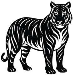 Majestic Tiger Black and White Tribal Wildlife Design