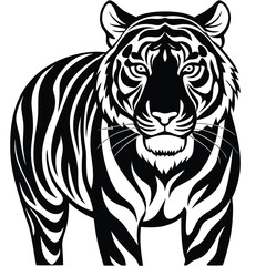 Majestic Tiger Black and White Tribal Wildlife Design
