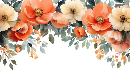 Watercolor floral border with soft pink peonies surrounds a blank space ideal for invitations symbolizing celebration love beauty and new beginnings perfect for weddings birthdays and summer events

