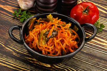 Salad with korean carrot and cucumber