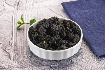 Juicy sweet mulberry in the bowl