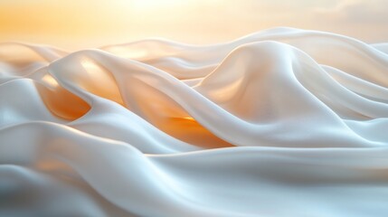 Fototapeta premium Silk drapes gently sway in morning light, creating a tranquil ambiance