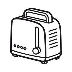 Toaster Appliance Outline Vector on White Background