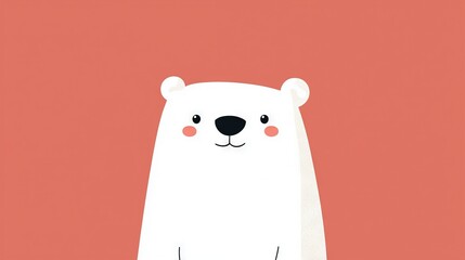   A polar bear on a pink backdrop with a dark beak
