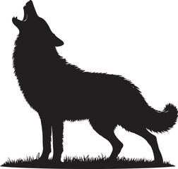 A howling wolves in silhouette vector illustration