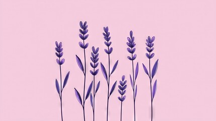 Naklejka premium Pink background with lavender flowers on the right side and space for text on the left