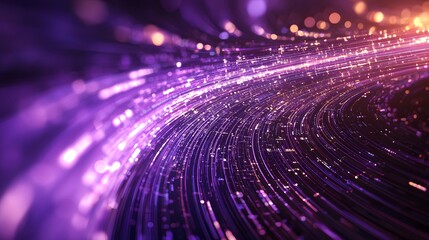 Obraz premium Abstract Light Trails with Purple and Gold Sparks in Motion