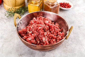 Raw beef minced meat for cooking