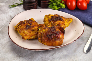 Roasted chicken thighs  with spices