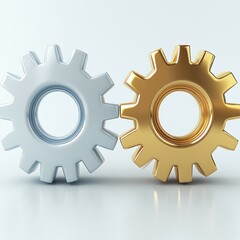 Two interlocked gears in silver and gold highlight craftsmanship and mechanical synergy